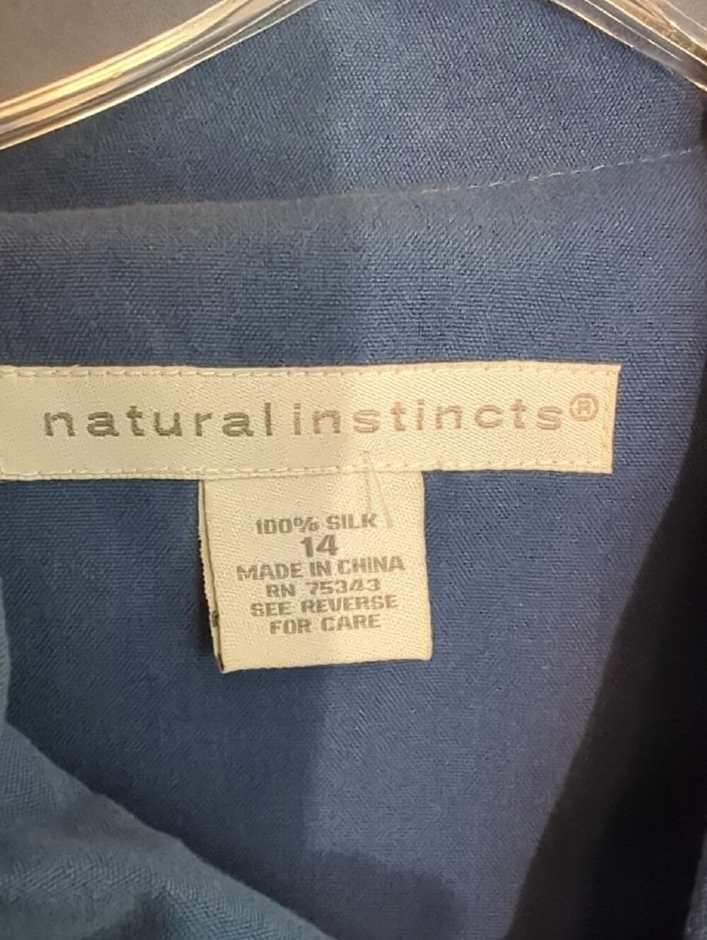 100% Silk Natural Instincts Blue Button-Front Maxi Dress - Picture 5 of 10
